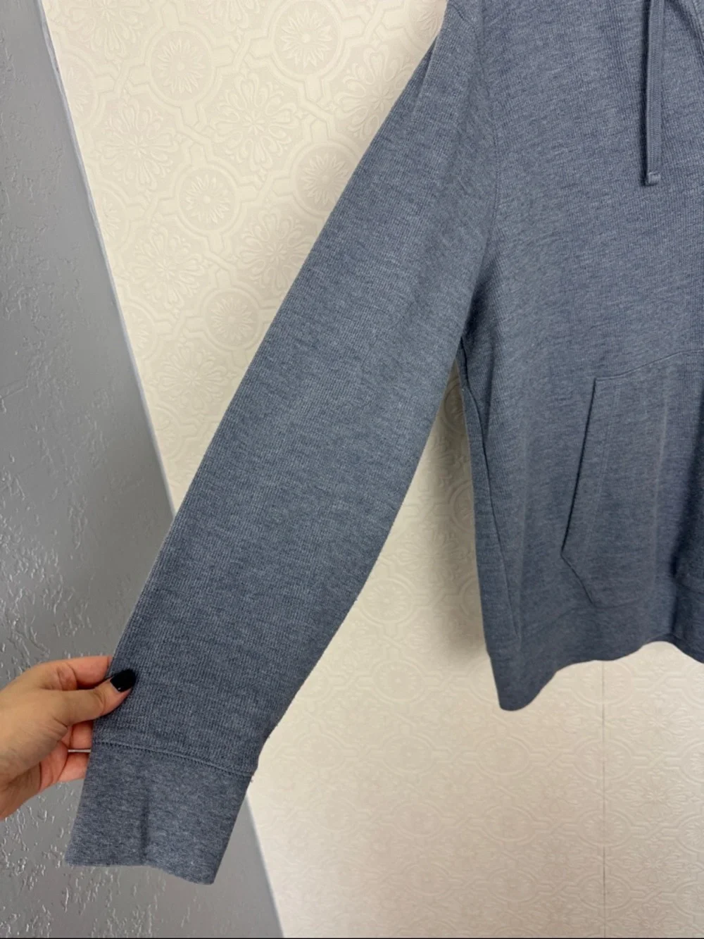 Banana Republic Eco Hoodie Mens XL Blue Knit Pullover Henley Hooded‎ Sweater